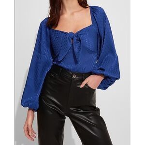 😍Express Satin Jacquard Tie Front Thong Bodysuit.